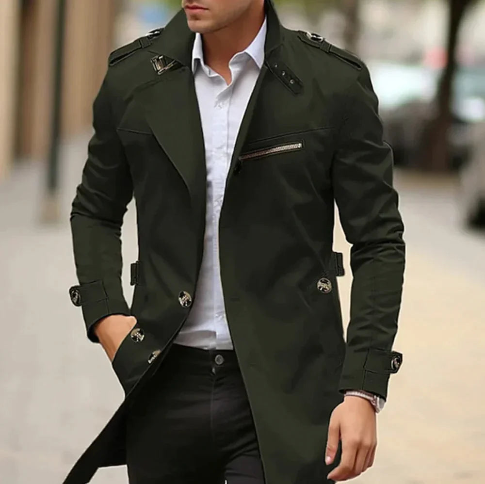 Men's Elegant Trench Coats for Fall in Green