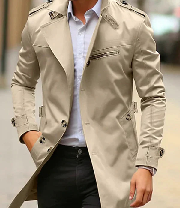 Men's Elegant Trench Coats for Fall in Light beige