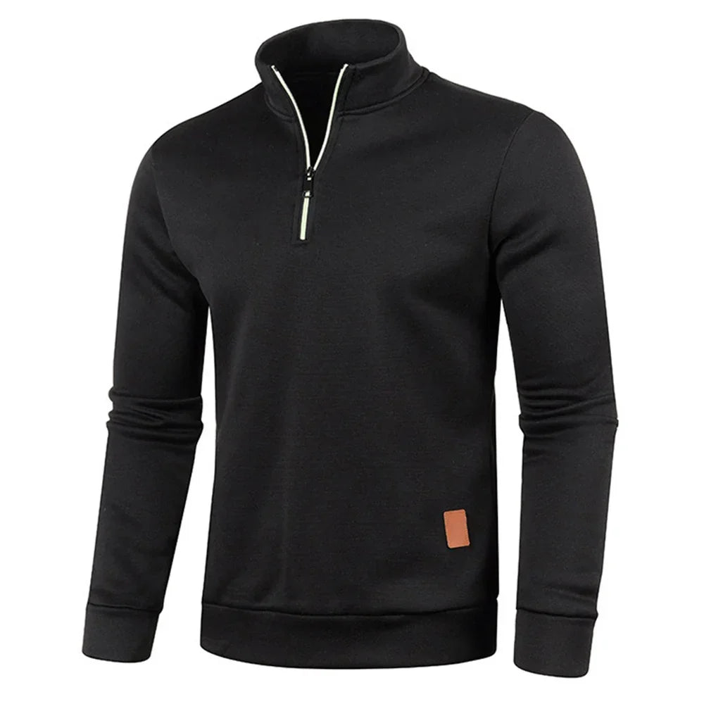 Men's Everyday Casual Long-Sleeve Pullover in Black