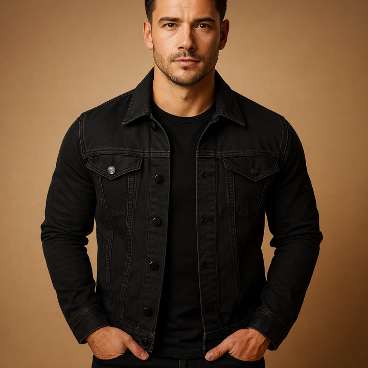 Men's Fall Jacket in Classic Denim in Black
