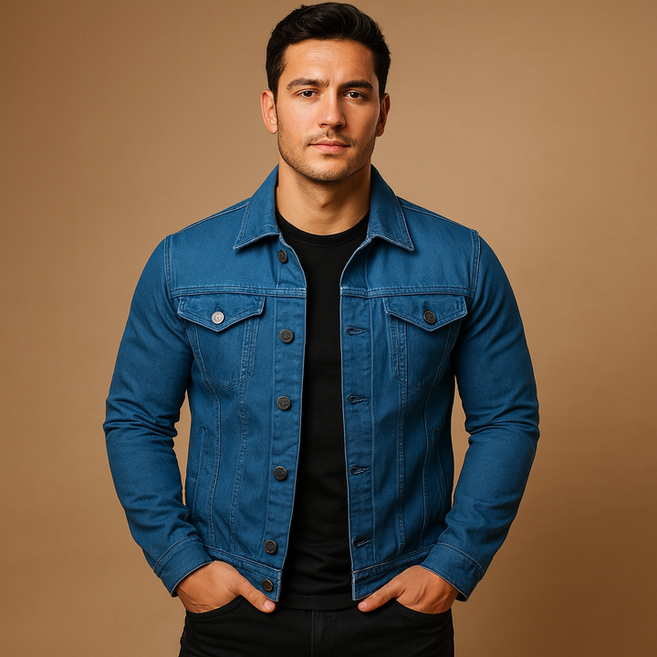 Men's Fall Jacket in Classic Denim in Blue