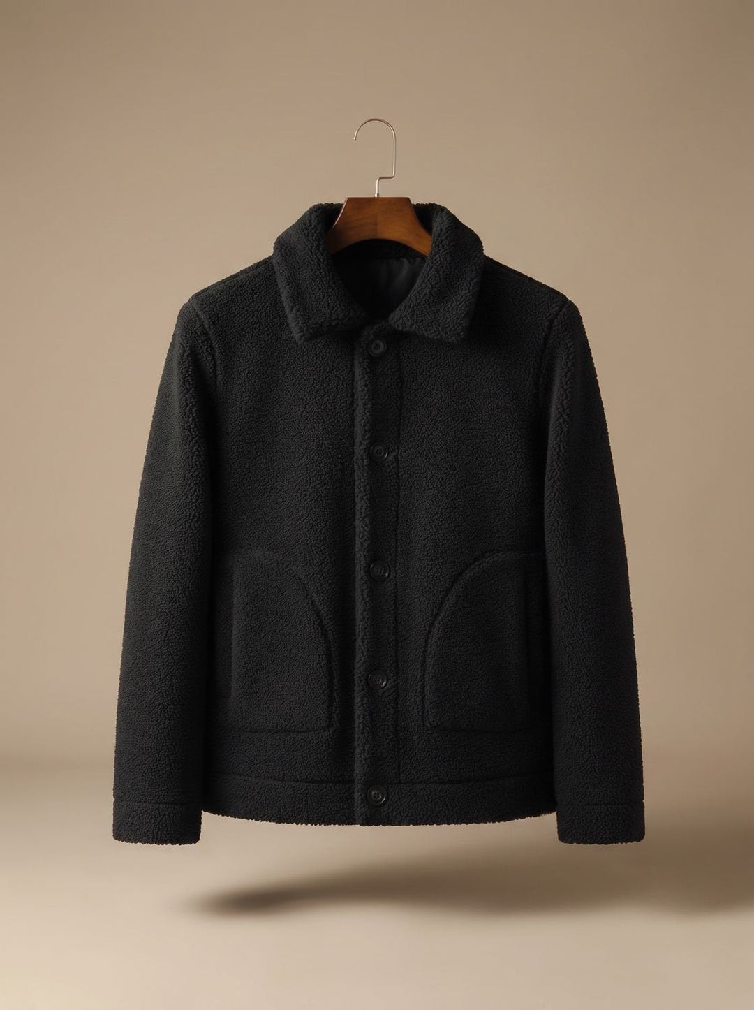 Men's Fall Jacket in Premium Sherpa Fleece in Black