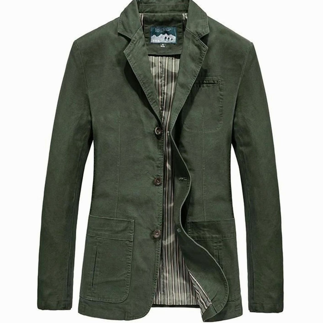 Men's Fall Jacket Tailored Cotton Fit in Army Green