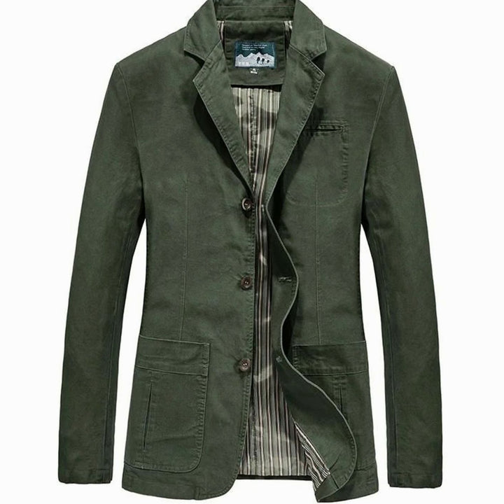 Men's Fall Jacket Tailored Cotton Fit in Army Green