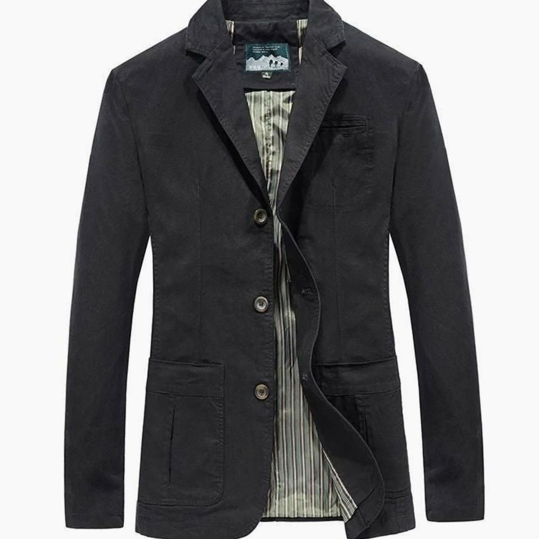 Men's Fall Jacket Tailored Cotton Fit in Black