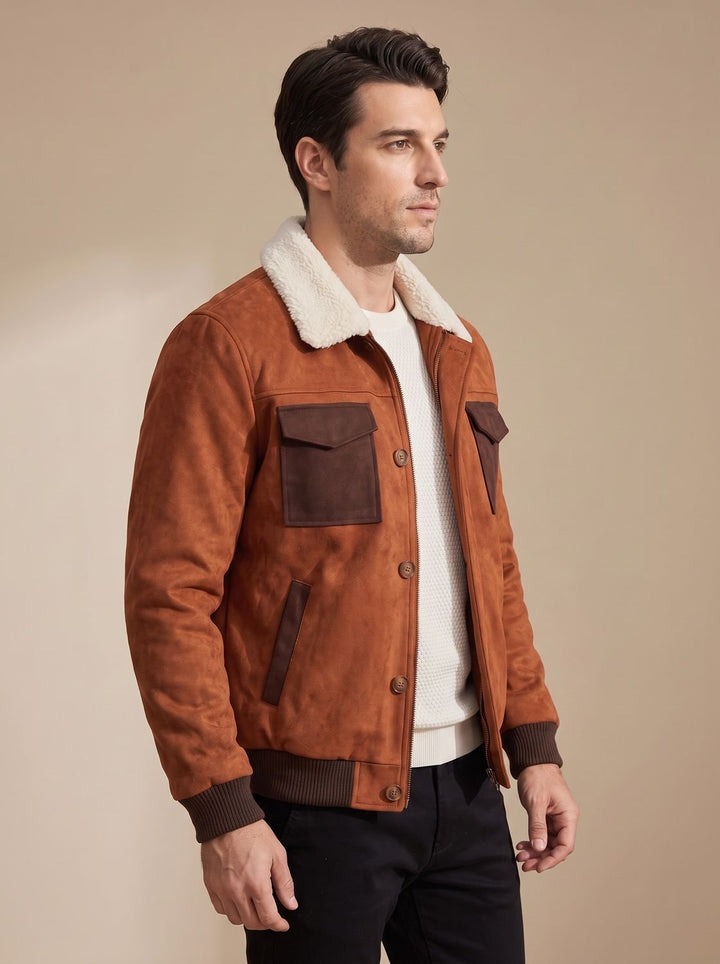 Men's Fall Jacket Vintage Suede Bomber (3)