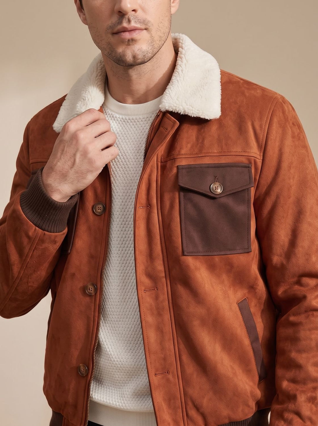 Men's Fall Jacket Vintage Suede Bomber (4)