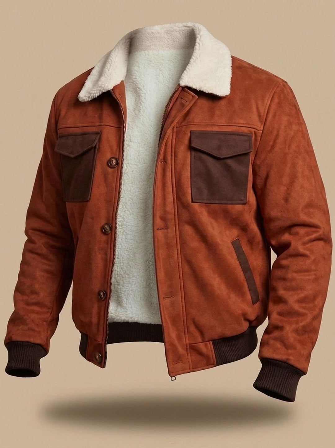 Men's Fall Jacket Vintage Suede Bomber (5)