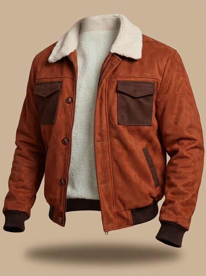 Men's Fall Jacket Vintage Suede Bomber (5)