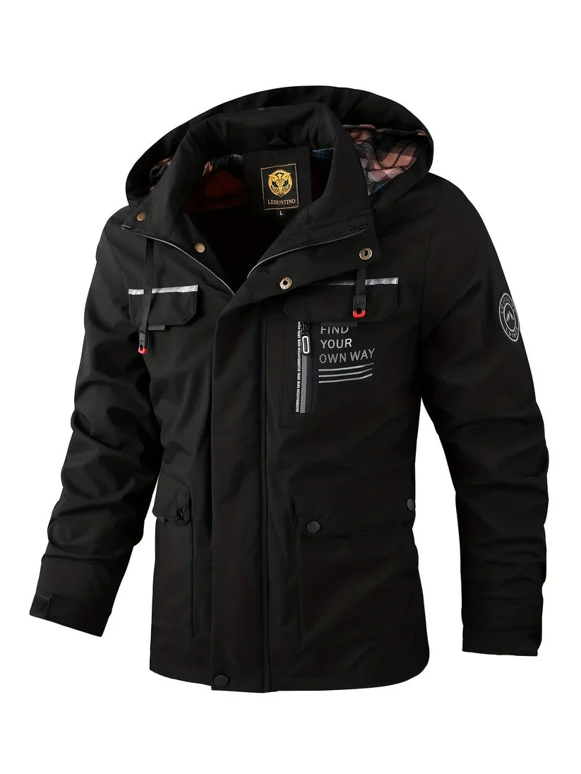 Men's Fall Jacket with Insulated Lining in Black