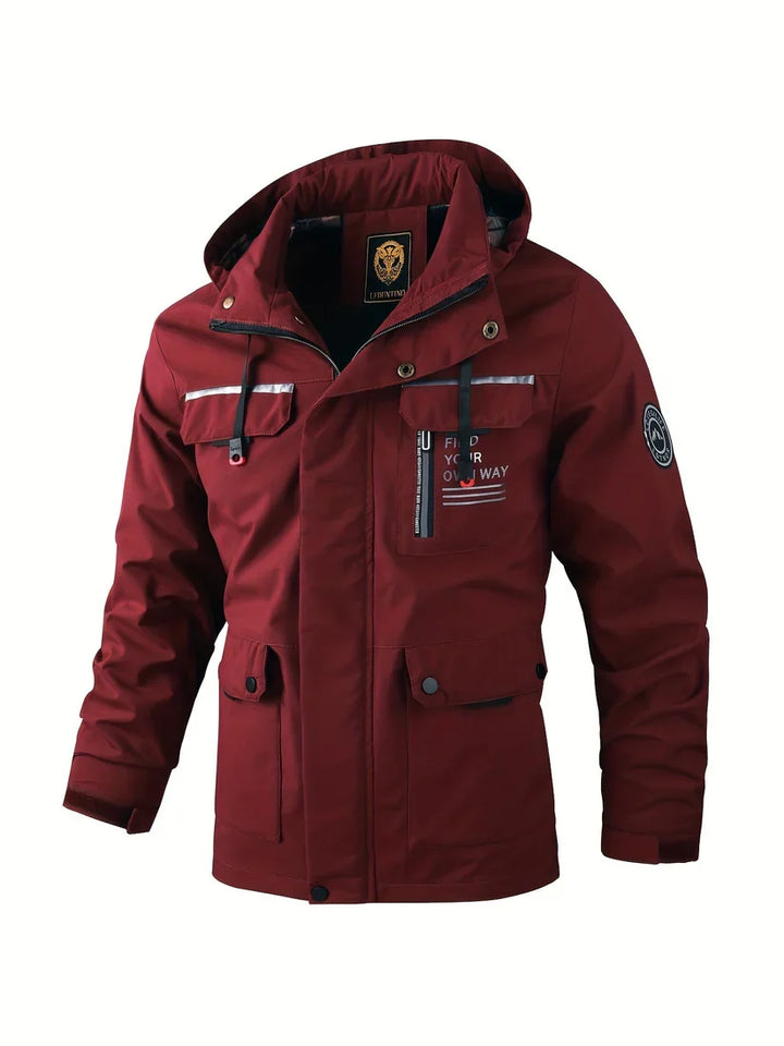 Men's Fall Jacket with Insulated Lining in Burgundy