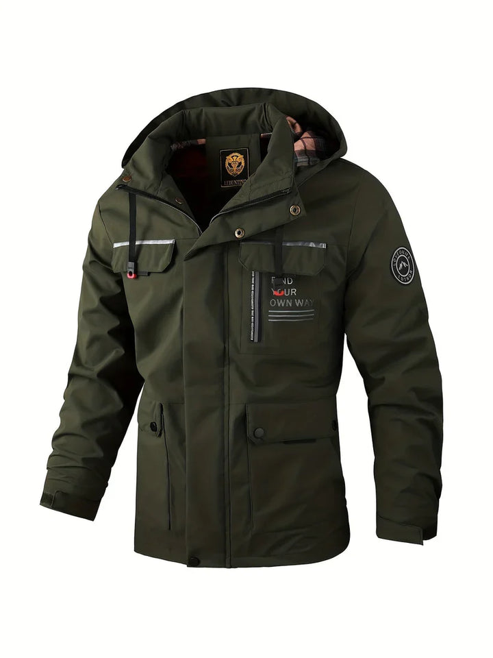 Men's Fall Jacket with Insulated Lining in Dark Green