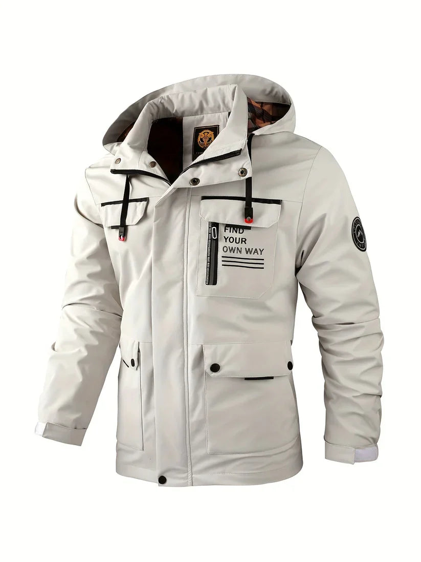 Men's Fall Jacket with Insulated Lining in White