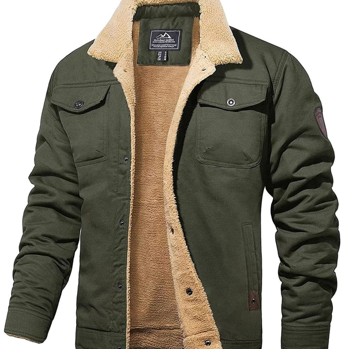Men's Fall Jacket with Sherpa Lining in Green