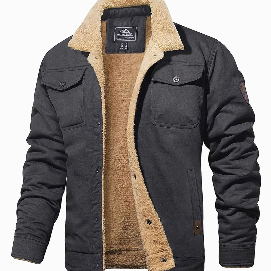 Men's Fall Jacket with Sherpa Lining in Grey