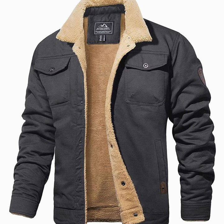 Men's Fall Jacket with Sherpa Lining in Grey