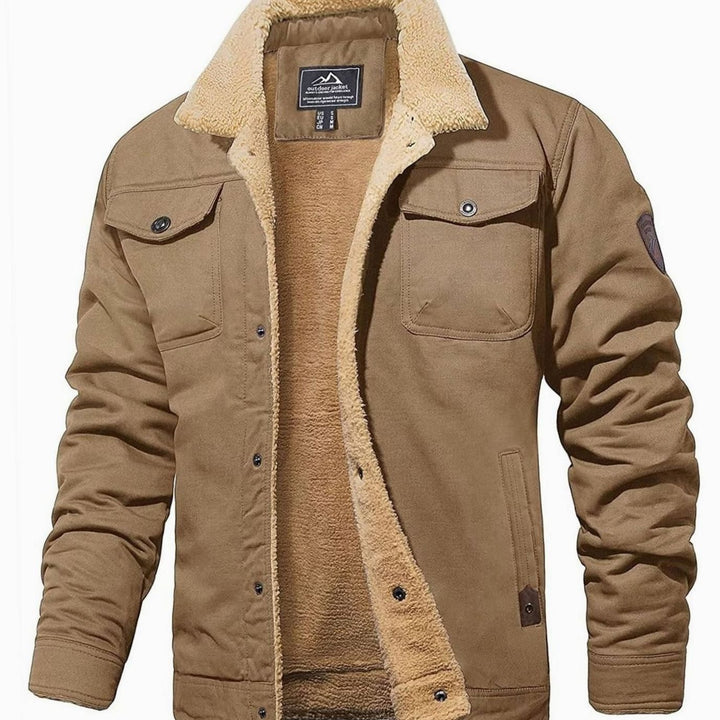 Men's Fall Jacket with Sherpa Lining in Khaki