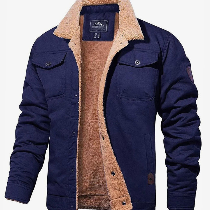 Men's Fall Jacket with Sherpa Lining in Navy