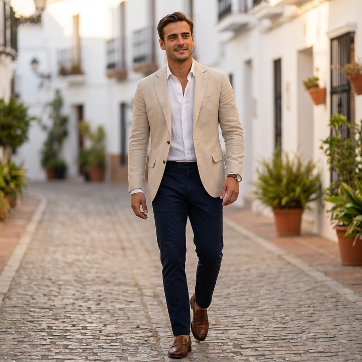 Men's Fall Jacket with Smart Casual Design in Beige 1