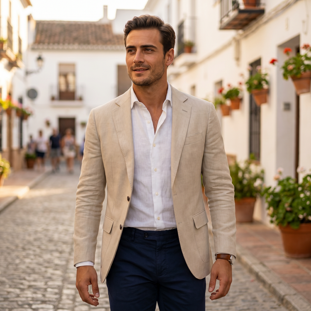 Men's Fall Jacket with Smart Casual Design in Beige 2