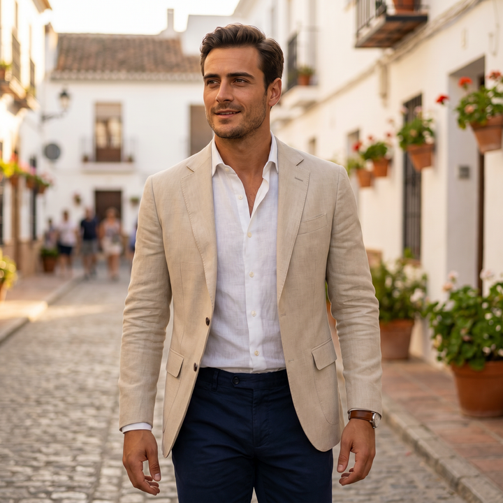 Men's Fall Jacket with Smart Casual Design in Beige 2