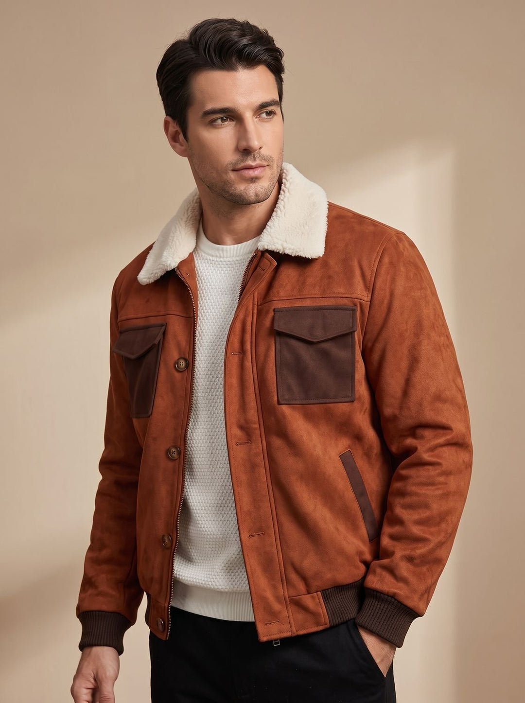 Men's Fall Jacket with Vintage Sherpa Lining