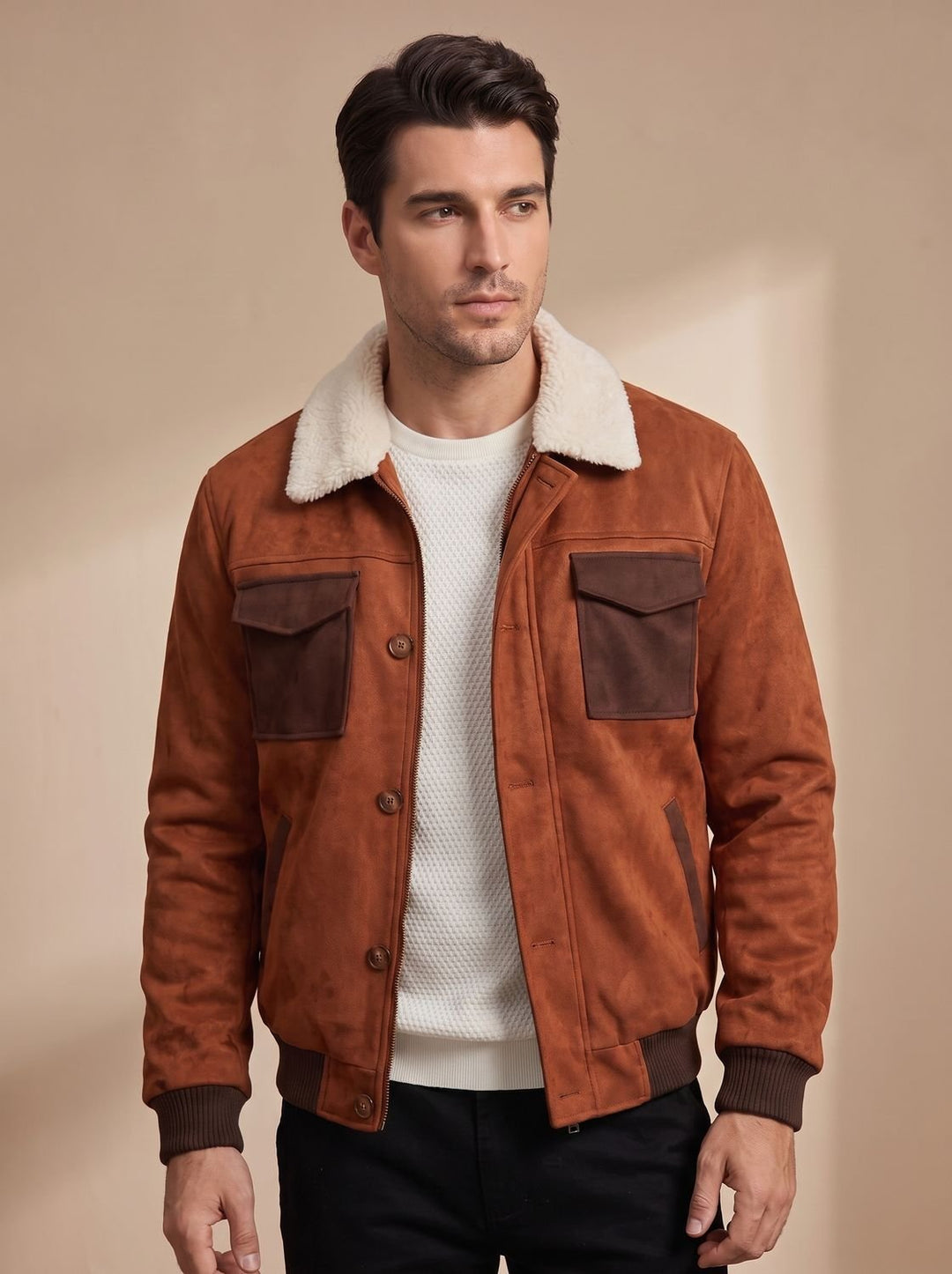 Men's Fall Jacket with Vintage Sherpa Lining (2)