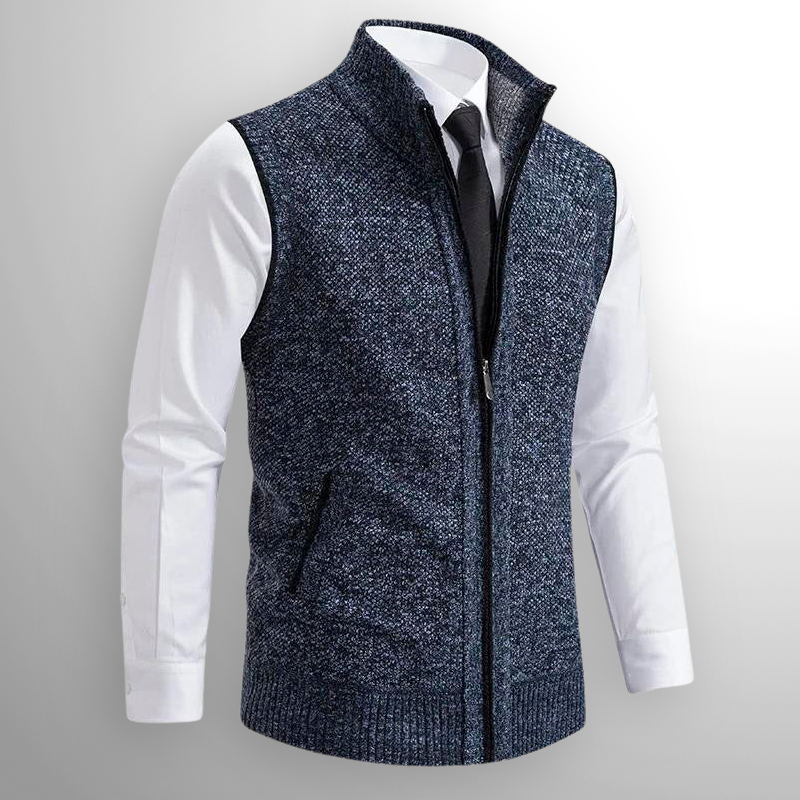 Men's Full-Zip Pullover Vest for Layering in Blue