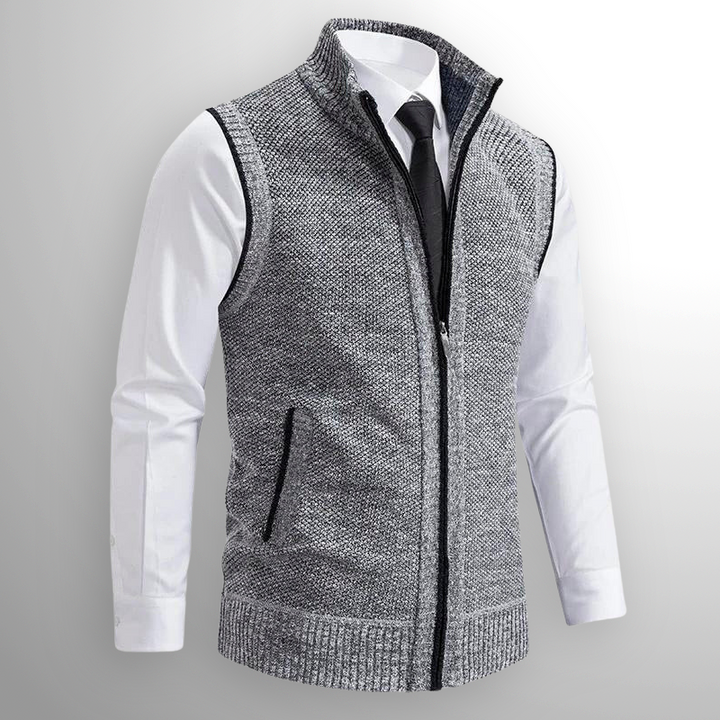 Men's Full-Zip Pullover Vest for Layering in Grey