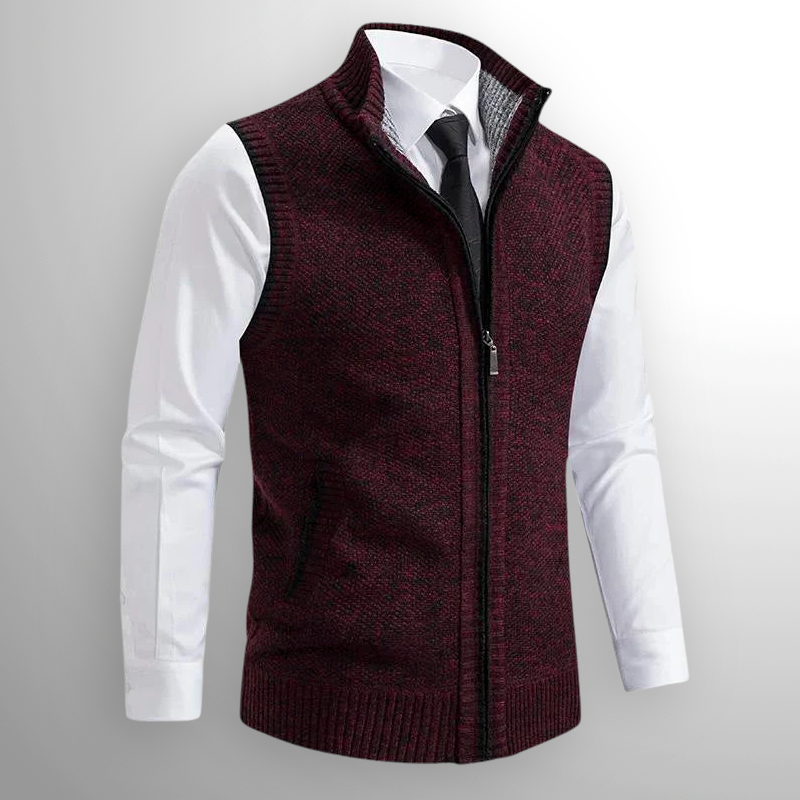 Men's Full-Zip Pullover Vest for Layering in Red
