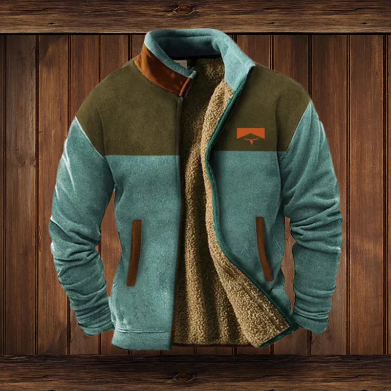 Men's Hooded Fleece Vest for Fall Outdoors in Blue