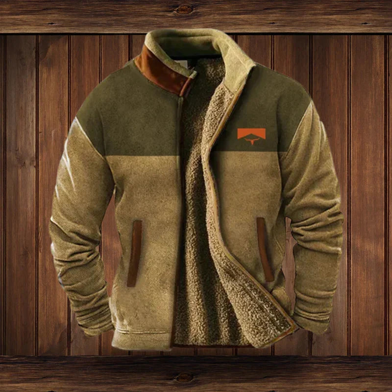 Men's Hooded Fleece Vest for Fall Outdoors in Brown
