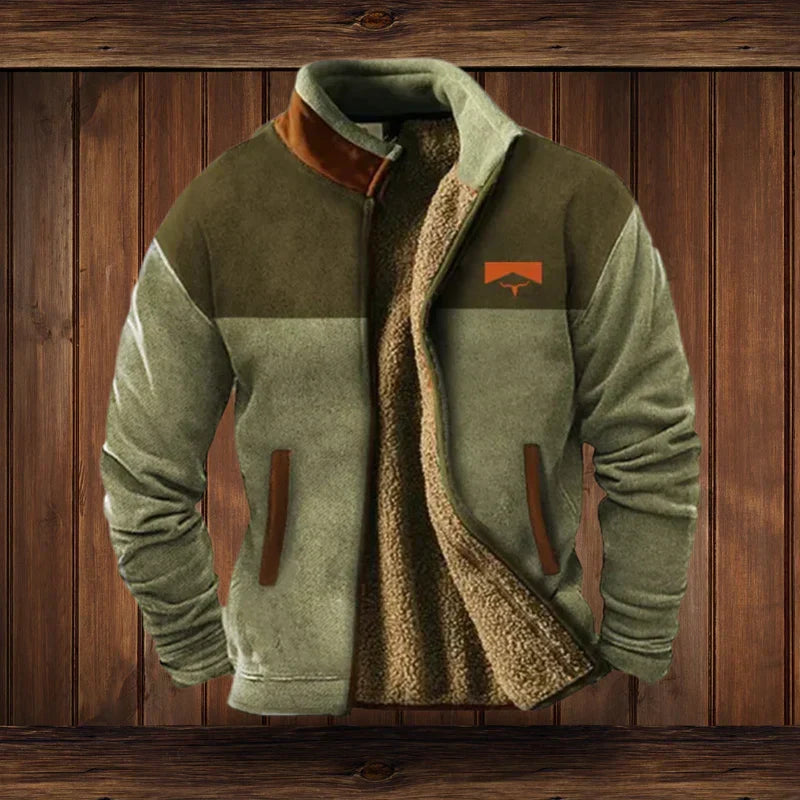 Men's Hooded Fleece Vest for Fall Outdoors in Green