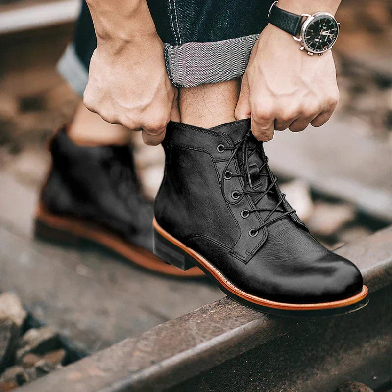 Men's Lace-up Leather Boots for Fall (3)