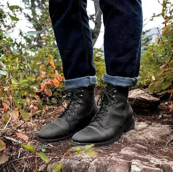 Men's Leather Boots for Fall and Business in Black