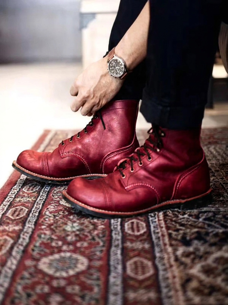 Men's Leather Boots for Fall and Business in Dark Brown