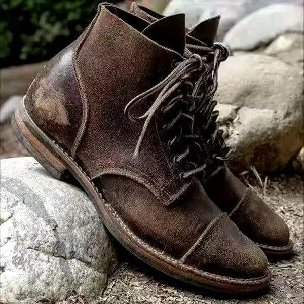 Men's Leather Boots for Fall and Business in Khaki