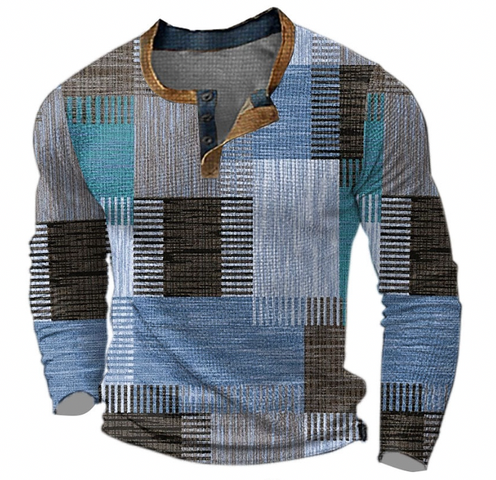 Men's Lightweight Structured Retro Pullover in Blue