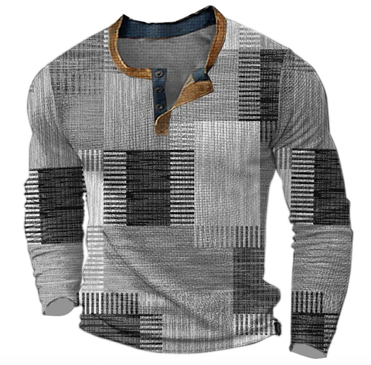 Men's Lightweight Structured Retro Pullover in Grey