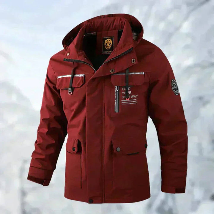 Men's Lightweight Waterproof Jacket for Fall in Red