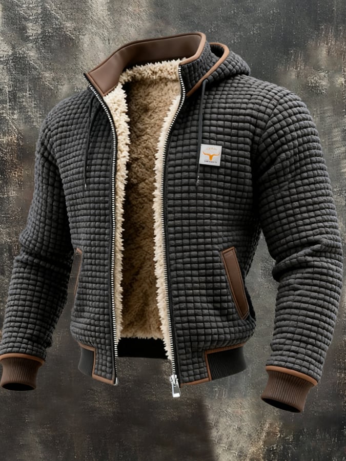 Men's Long-Sleeve Quilted Jacket for Fall in Grey