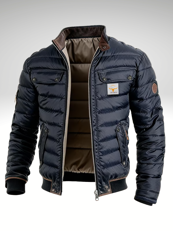 Men's Modern Quilted Jacket for Fall in Navy Blue