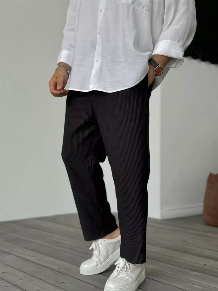 Men's Premium Soft Tailored Trousers in Black