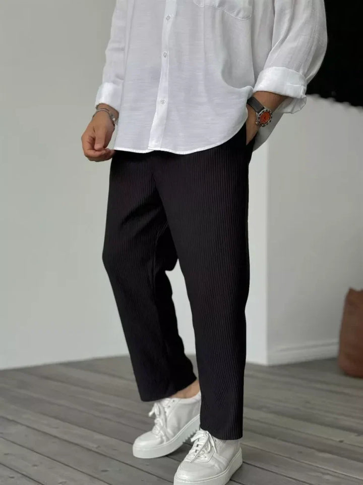 Men's Premium Soft Tailored Trousers in Black