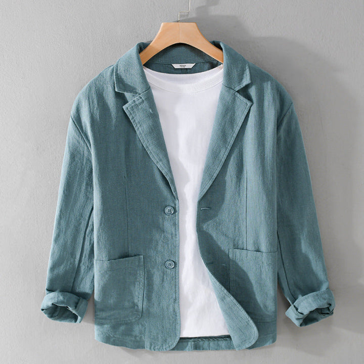 Men's Relaxed Casual Jacket with Buttons in Azur