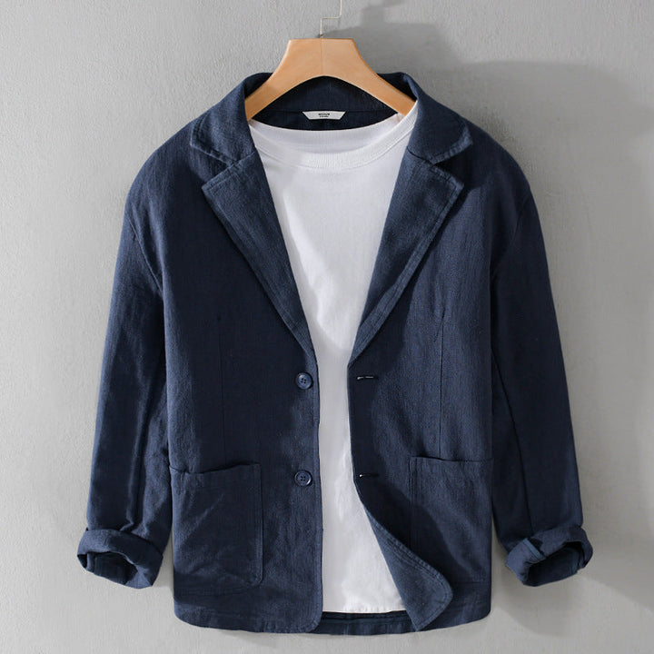 Men's Relaxed Casual Jacket with Buttons in Dark Blue