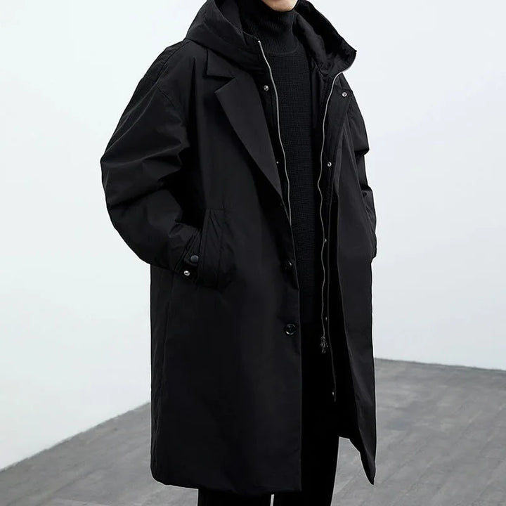 Men's Relaxed Long Coats for Fall in Black