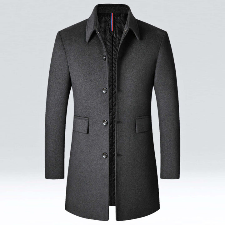 Men's Streamlined Wool Coats for Fall in Black