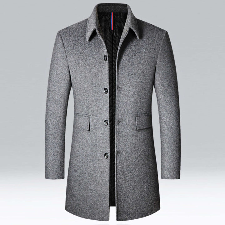 Men's Streamlined Wool Coats for Fall in Grey