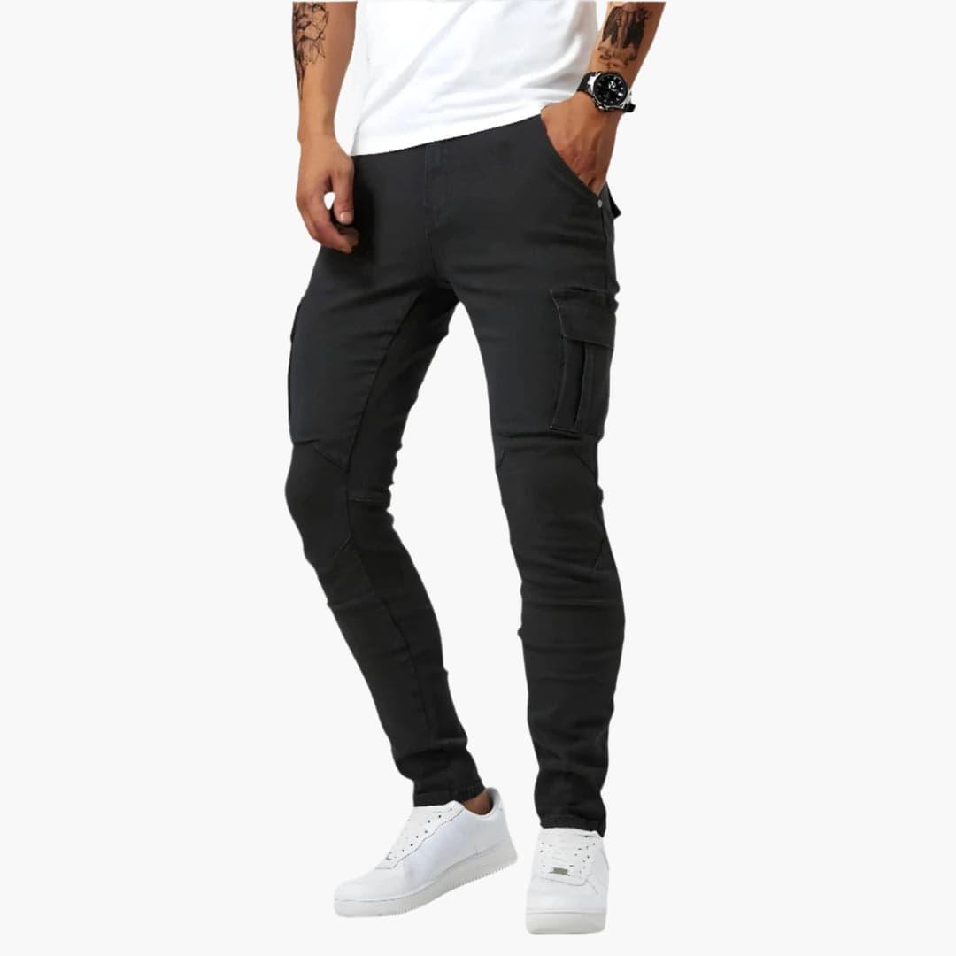 Men's Stretch Cargo Pants for Everyday Wear in Black